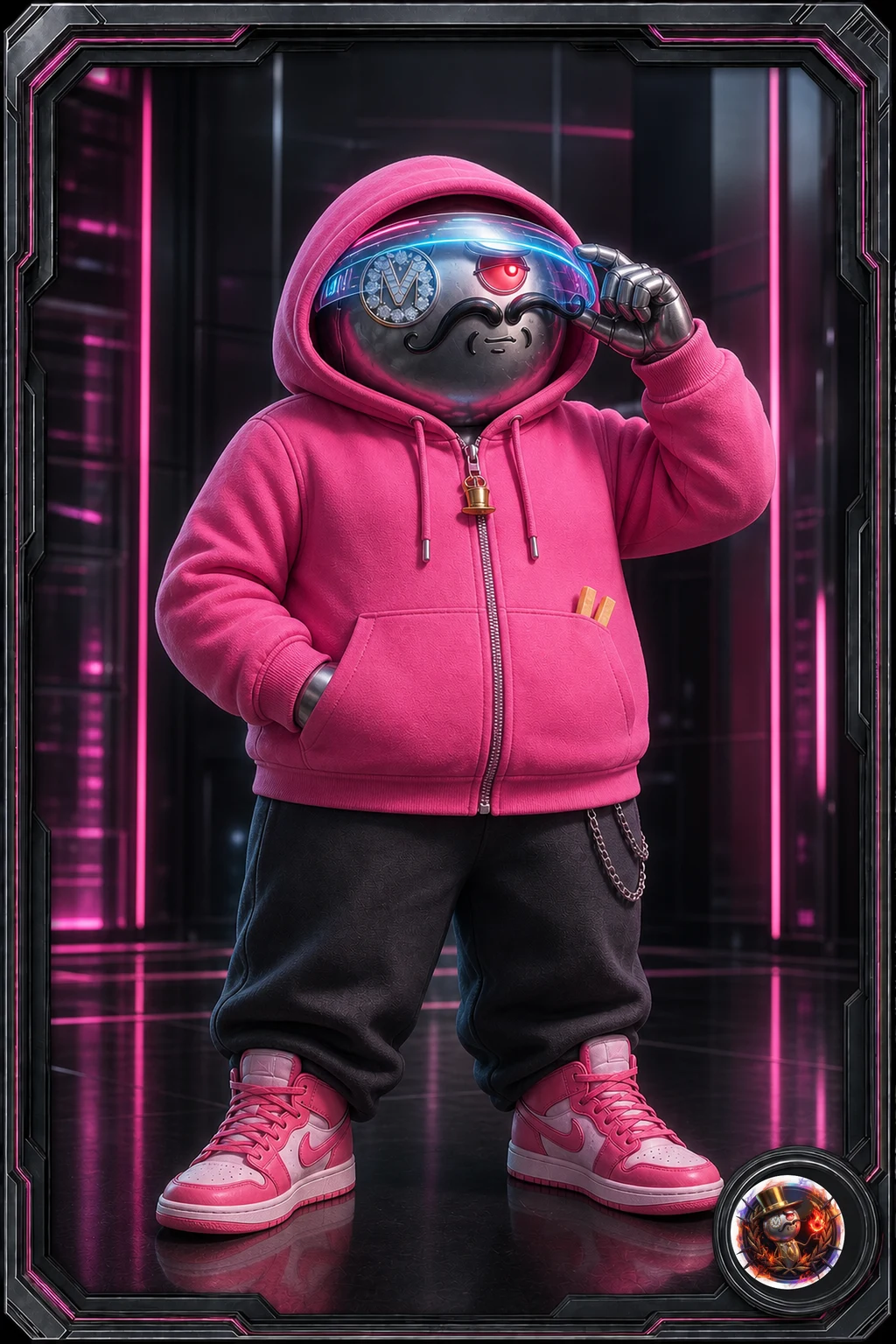Hot Pink Visor 原創 3D 黑客收藏卡
