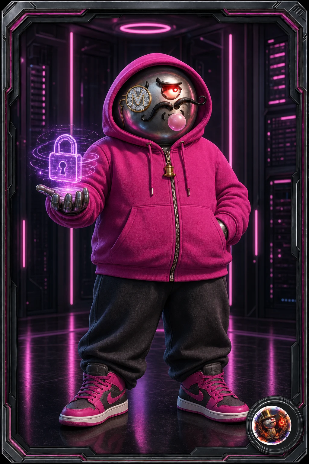 Magenta Padlock 原創 3D 黑客收藏卡